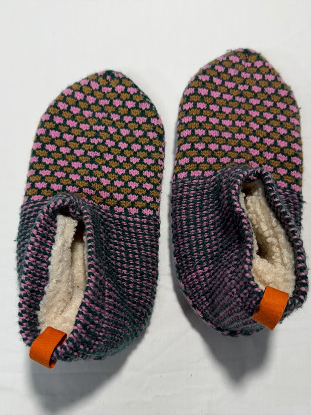 Bombas Pink, Green & Orange Sherpa-Lined Knit Slippers